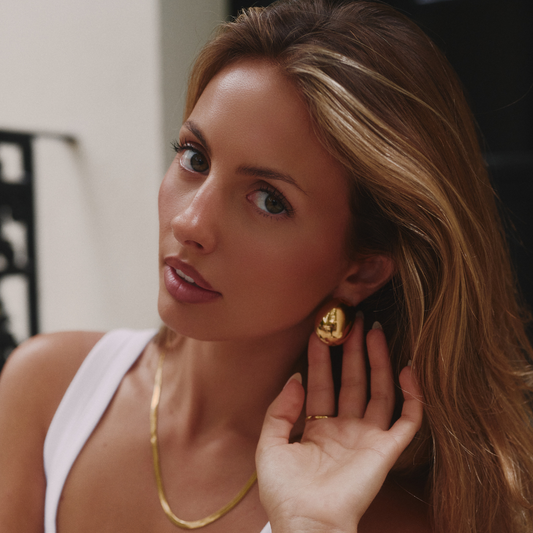 Gold Oval Earrings