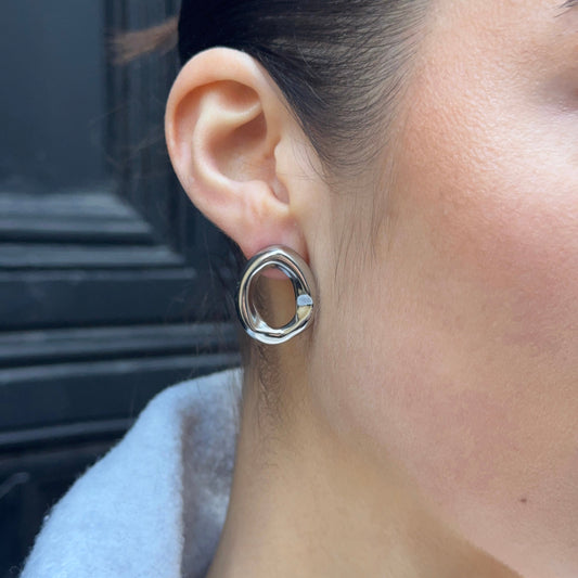 Mini Open Oval Earrings Silver