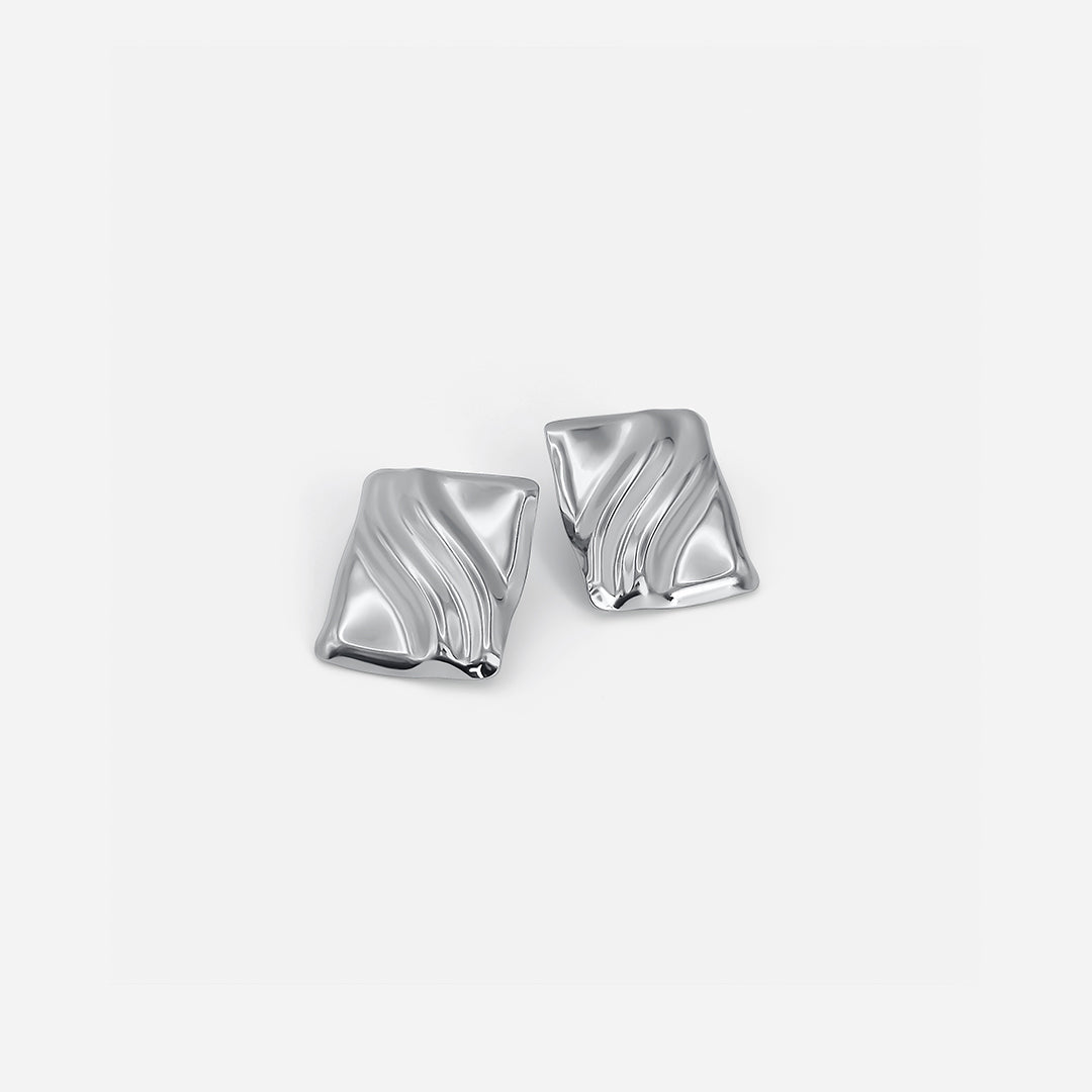 Textured Cube Earrings Silver