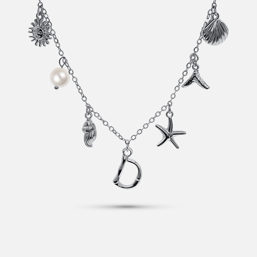 Silver Ocean Letter Necklace