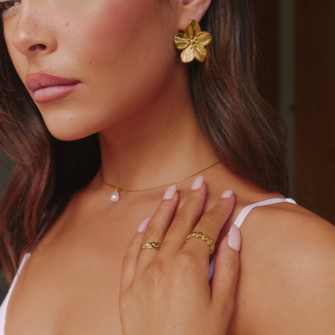 Flower Earrings Gold