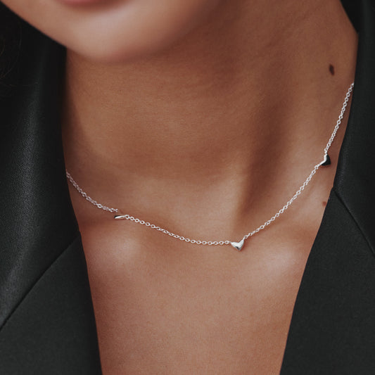 Fine Heart Charm Necklace - Silver