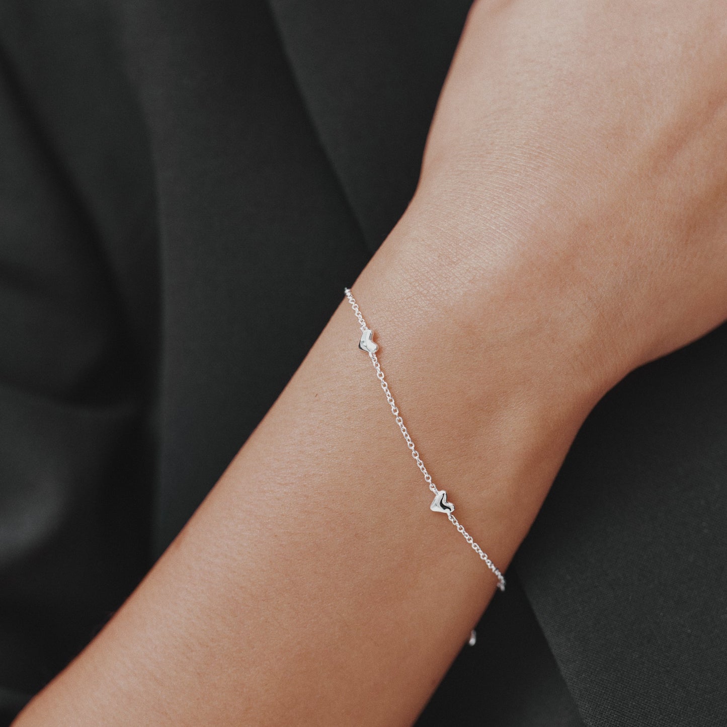 Fine Heart Charm Bracelet - Silver