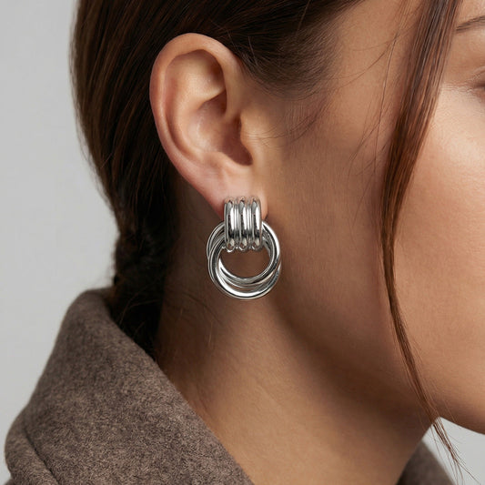 Double Knot Earrings Silver