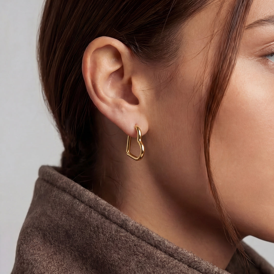 Mini Heart Hoops Gold