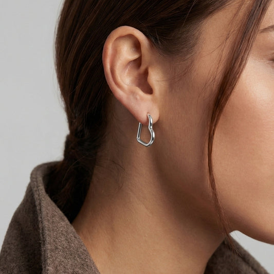 Mini Heart Hoops Silver