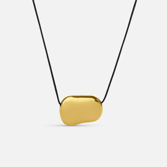 Cord Pebble Necklace - Gold
