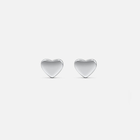 Mini Heart Stud Earrings - Silver