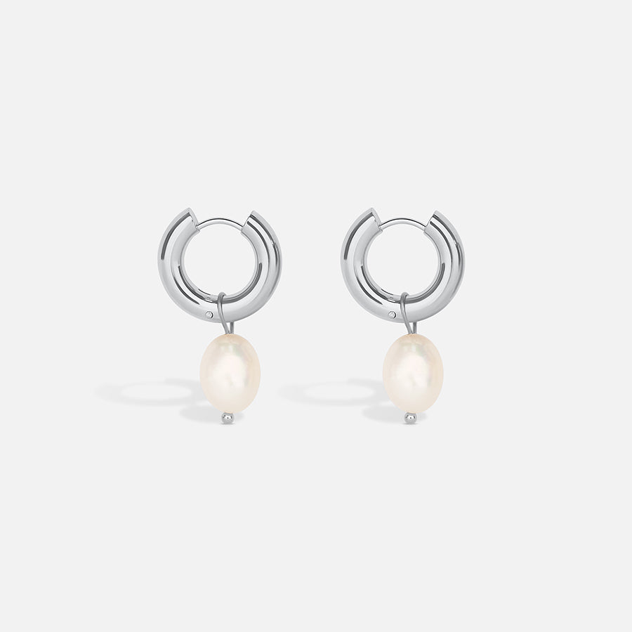 Pearl Drop Earrings - Silver