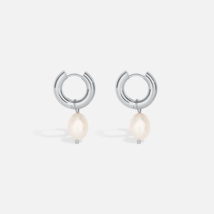 Pearl Drop Earrings - Silver