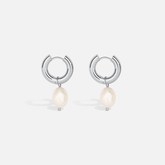 Pearl Drop Earrings - Silver