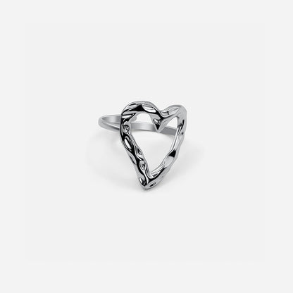 Adjustable Textured Heart Ring