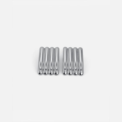 Long Ribbed Earrings Silver