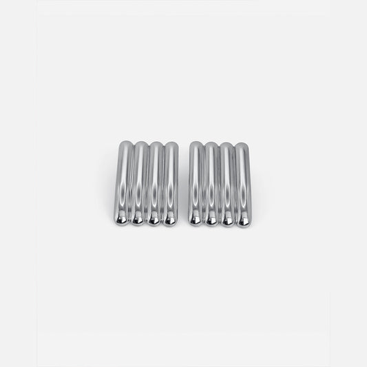 Long Ribbed Earrings Silver