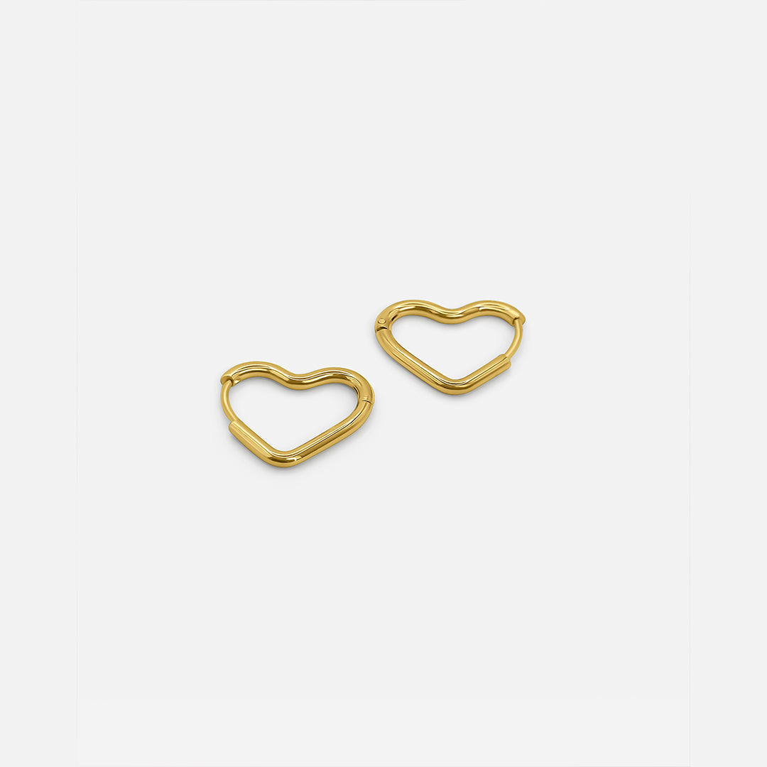 Mini Heart Hoops Gold