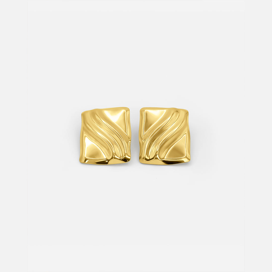 Textured Cube Earrings Gold