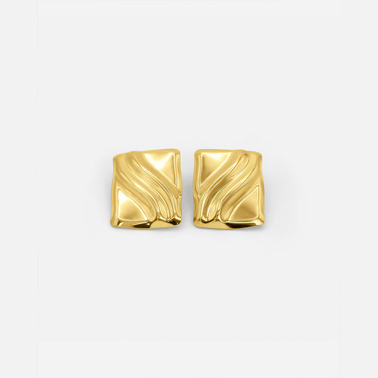 Textured Cube Earrings Gold