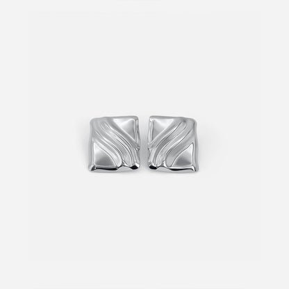 Textured Cube Earrings Silver