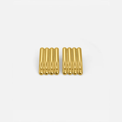 Long Ribbed Earrings Gold