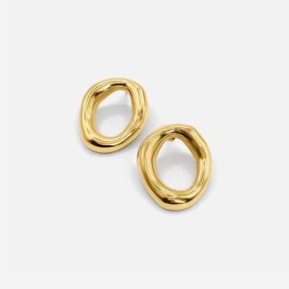 Gold Open Oval Earrings