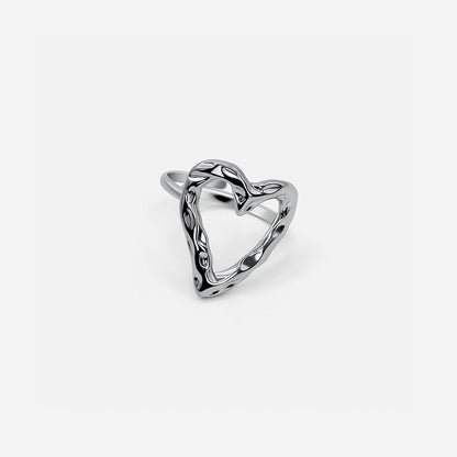 Adjustable Textured Heart Ring