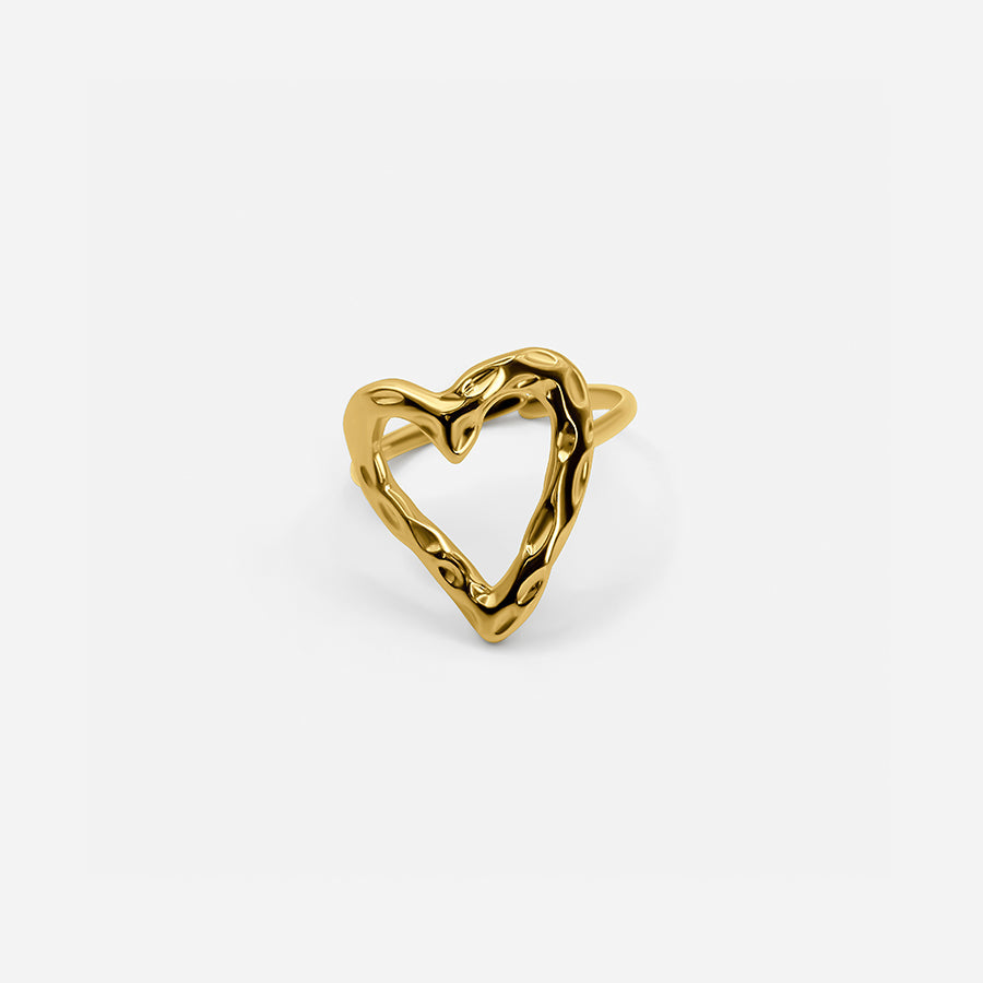 Adjustable Textured Heart Ring