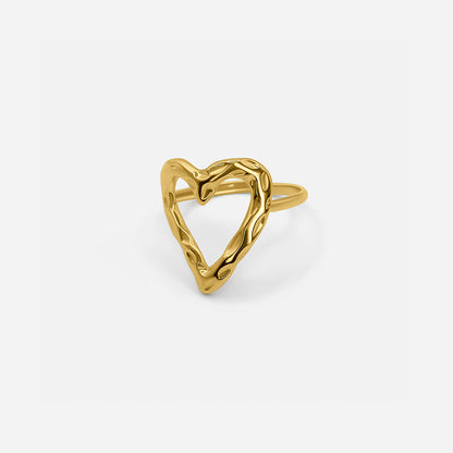 Adjustable Textured Heart Ring