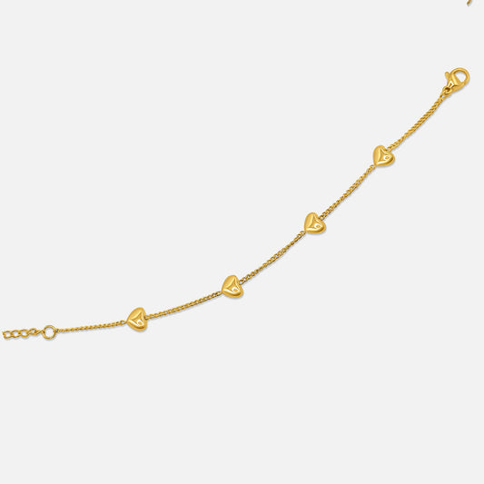 Mini Heart Chain Bracelet - Gold