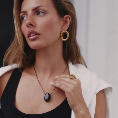 Gold Open Oval Earrings