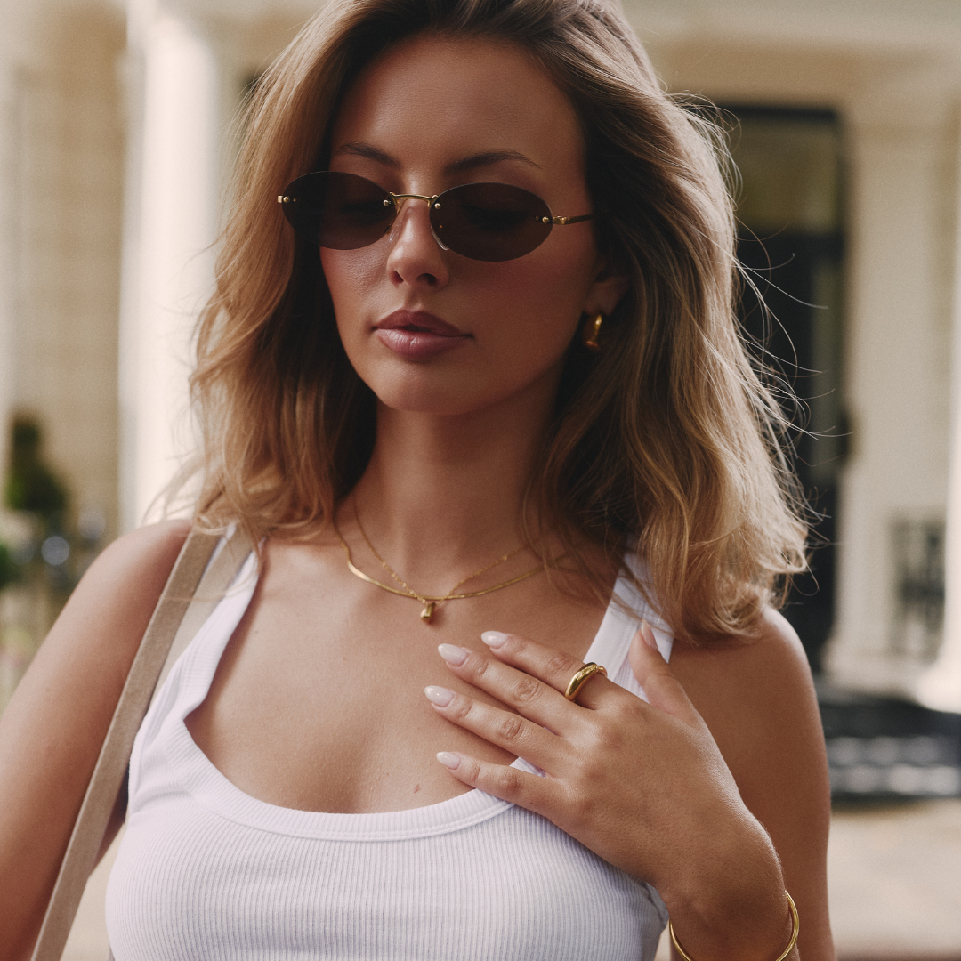 Gold Textured Necklace Slim