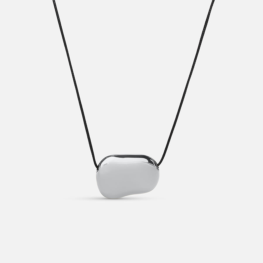 Cord Pebble Necklace - Silver