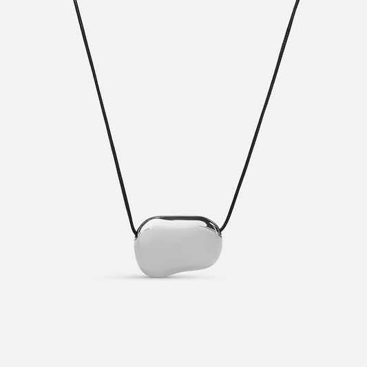 Cord Pebble Necklace - Silver