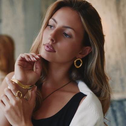 Gold Open Oval Earrings