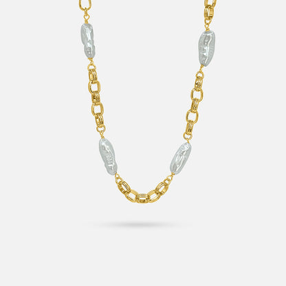 Gold Ireegular Pearl Necklace