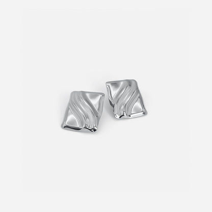 Textured Cube Earrings Silver