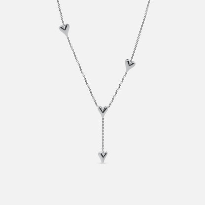 Love Heart Drop Necklace - Silver