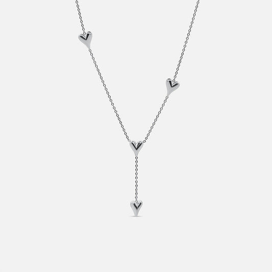 Love Heart Drop Necklace - Silver