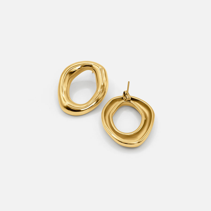 Gold Open Oval Earrings