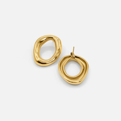 Gold Open Oval Earrings