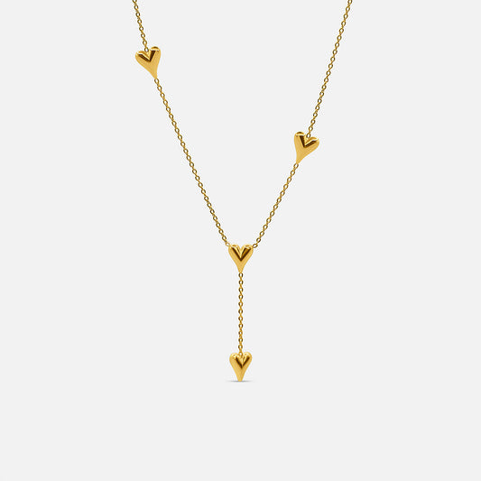 Love Heart Drop Necklace - Gold