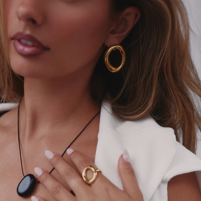 Gold Open Oval Earrings