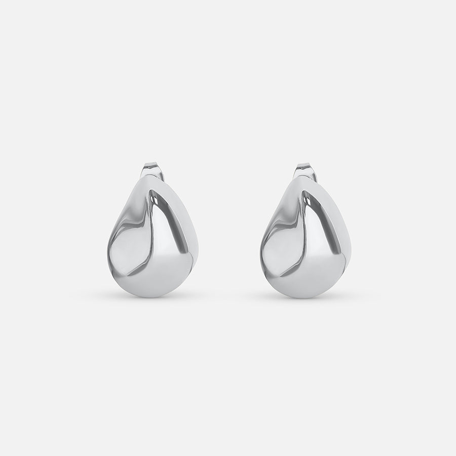 Pebble Tear Drop Earring - Silver