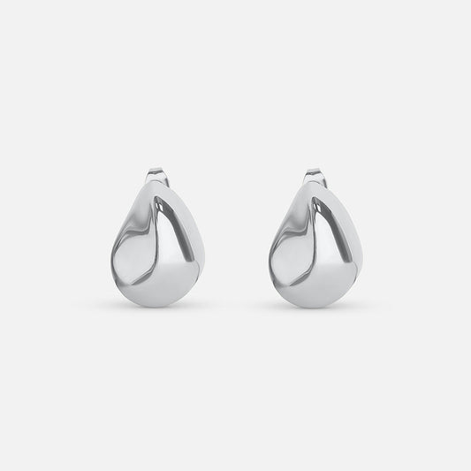 Pebble Tear Drop Earring - Silver