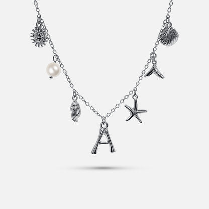 Silver Ocean Letter Necklace
