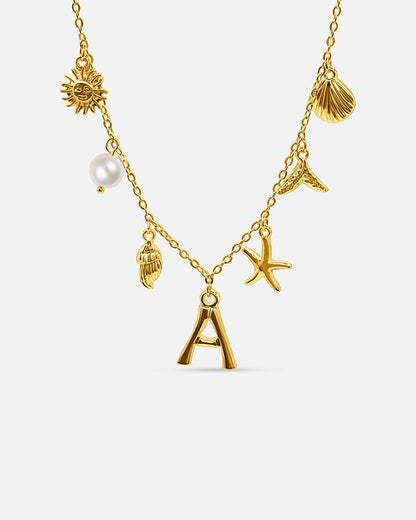Gold Ocean Letter Necklace