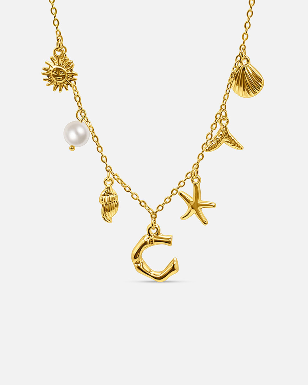 Gold Ocean Letter Necklace