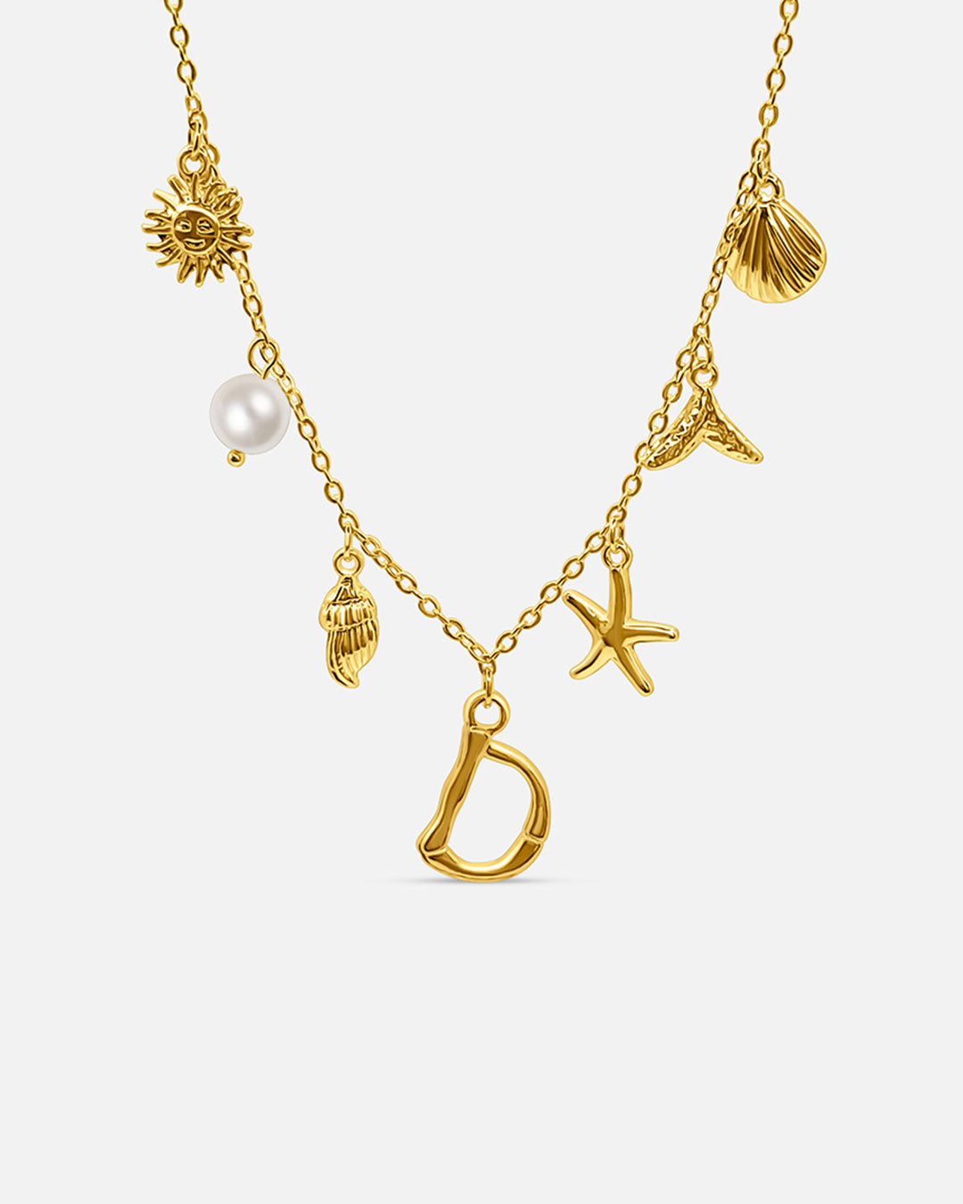Gold Ocean Letter Necklace