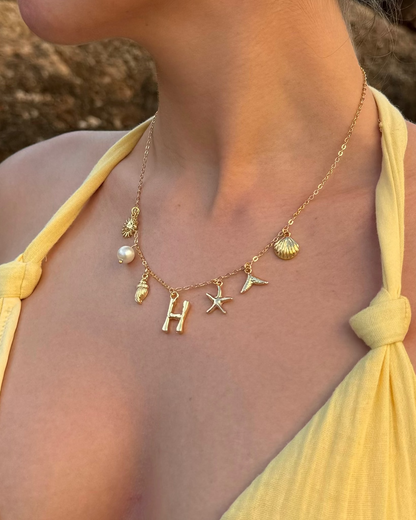 Gold Ocean Letter Necklace