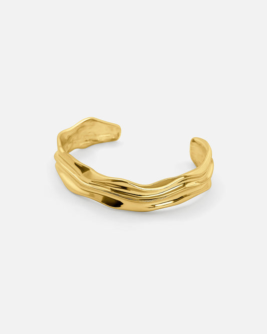 Gold Textured Open Bracelet