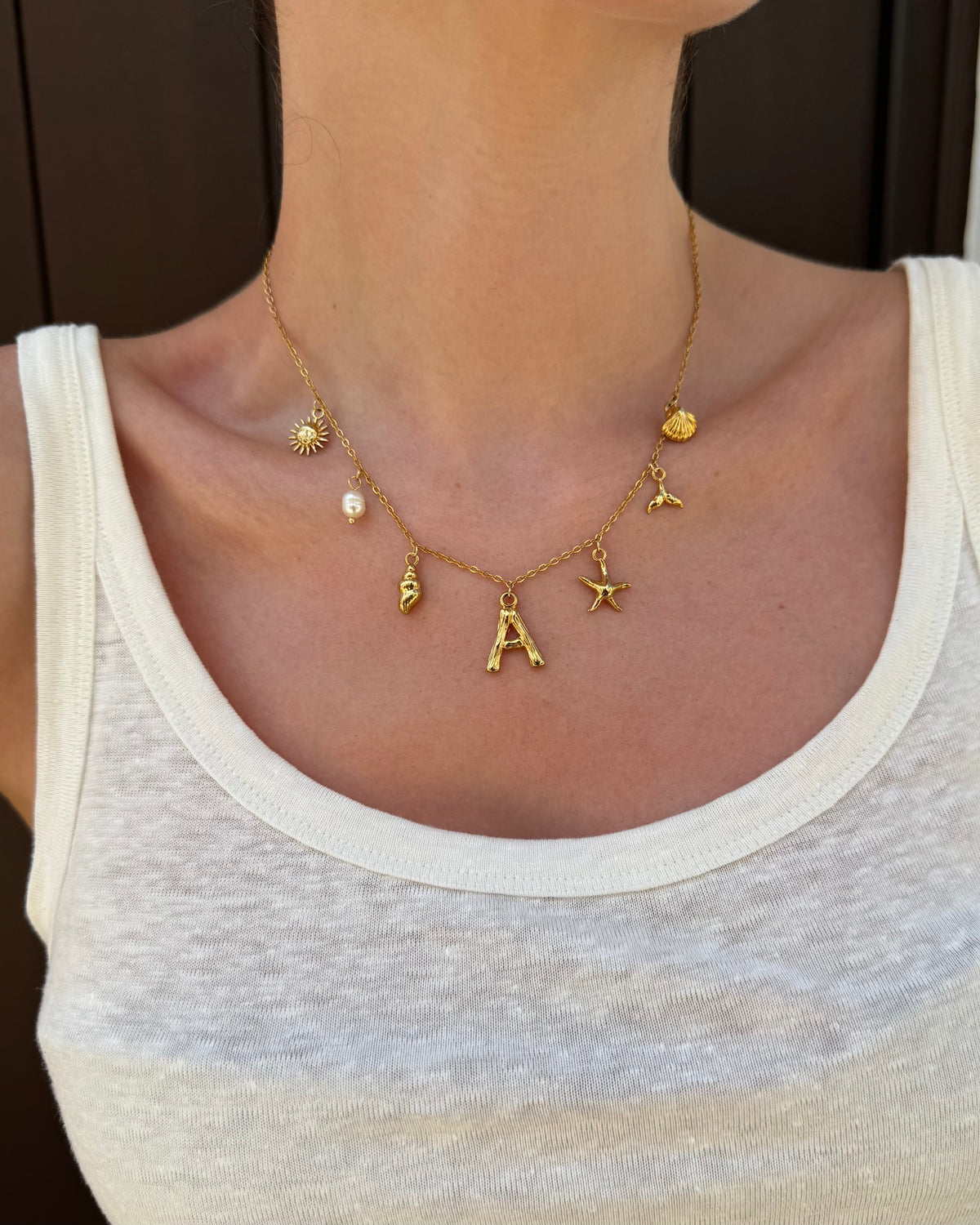 Gold Ocean Letter Necklace